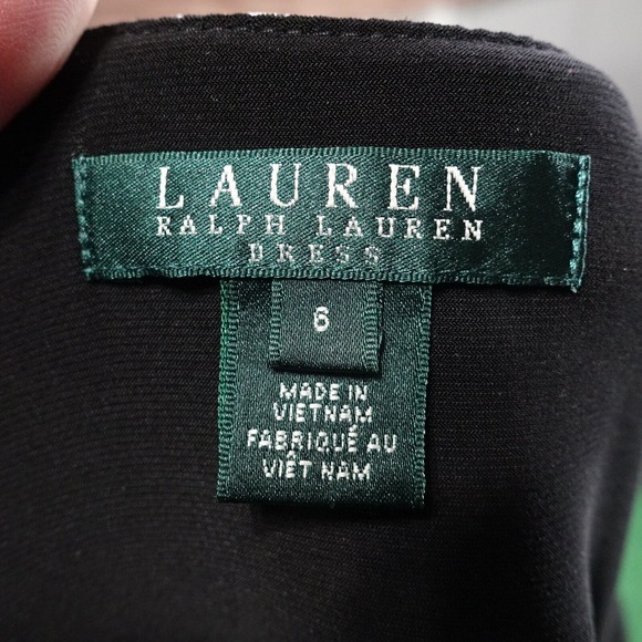LAUREN RALPH LAUREN BLACK AND WHITE LONG SLEEVE DRESS WOMENS SIZE 6 GREEN LABEL - Picture 6 of 7